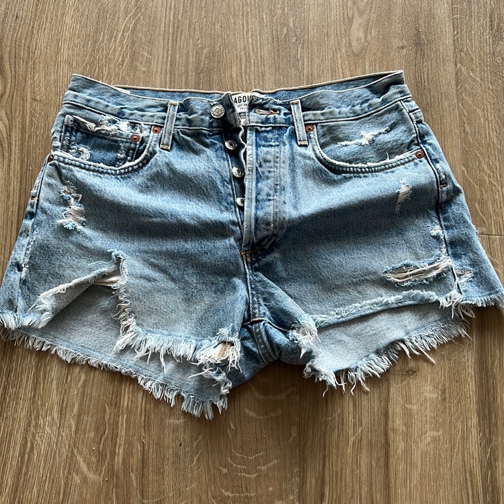 AGOLDE distressed Parker denim shorts 27